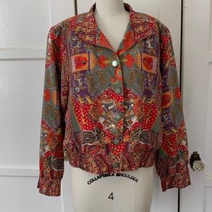 90s HOWARD WOLF DALLAS Colorful Indian Motif Lightweight Jacket